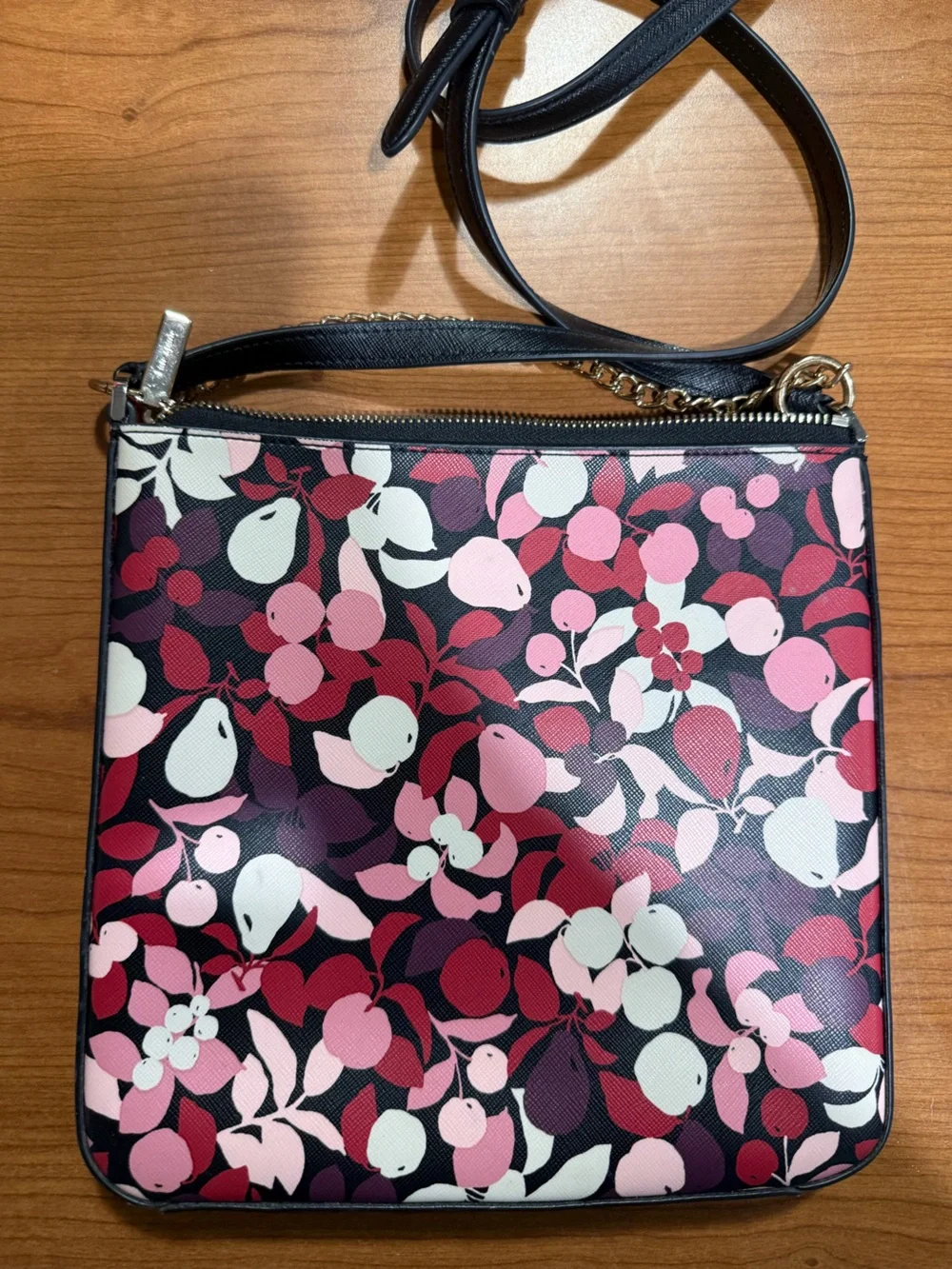 kate spade Pink Multi Floral Crossbody with Black Strap